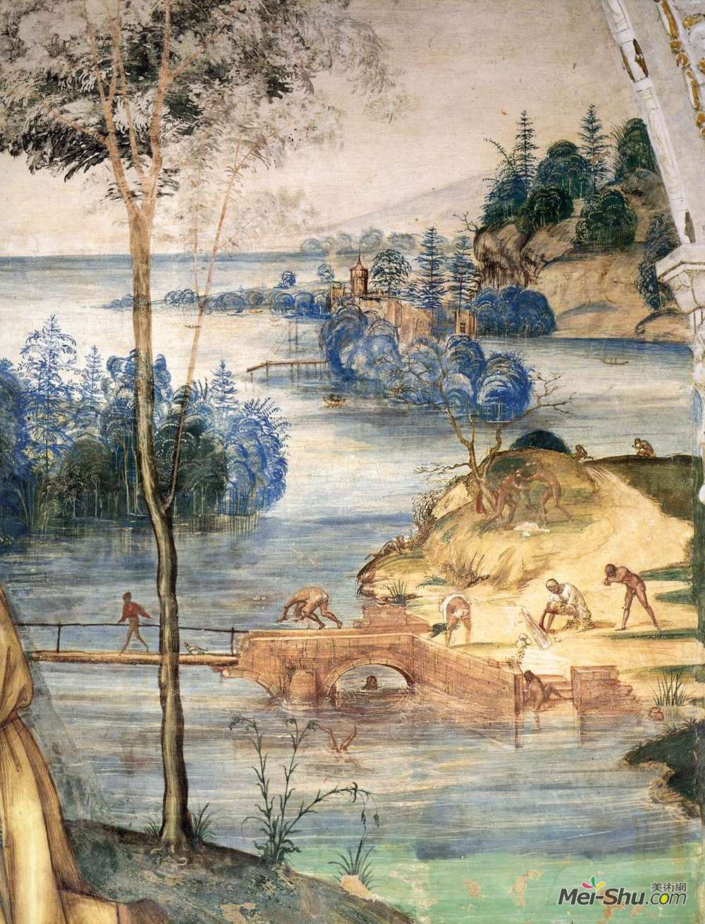 索杜玛(Il Sodoma)高清作品《圣本笃的生活，场景15.本尼迪克特钓鱼的片断》