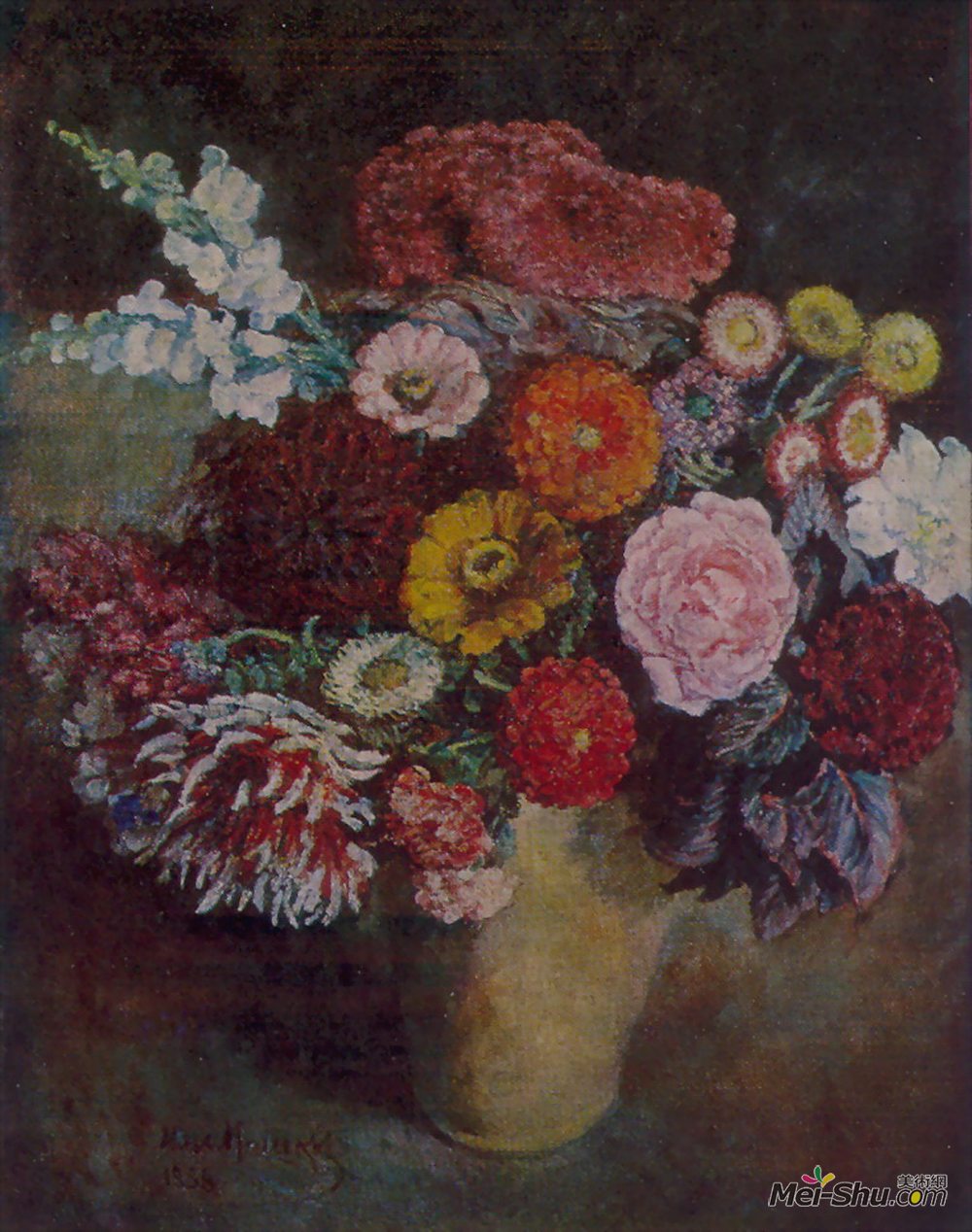 伊利亚·马什科娃(Ilya Mashkov)高清作品《黑暗背景中的花束》