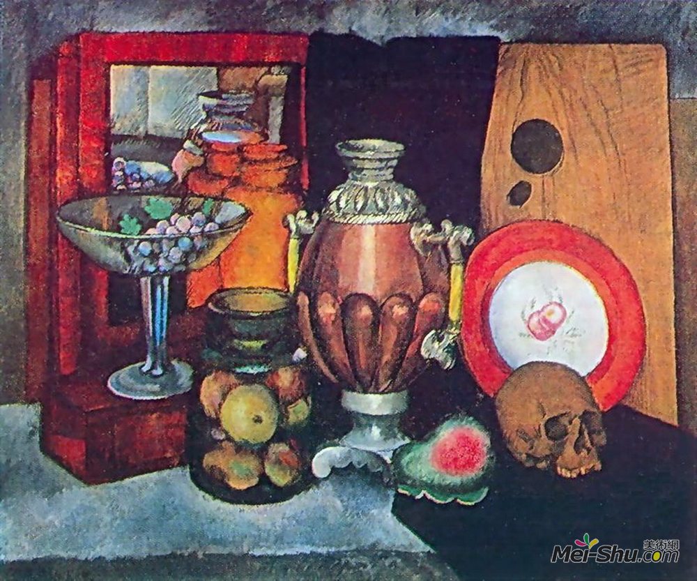 伊利亚·马什科娃(Ilya Mashkov)高清作品《静物与茶壶》