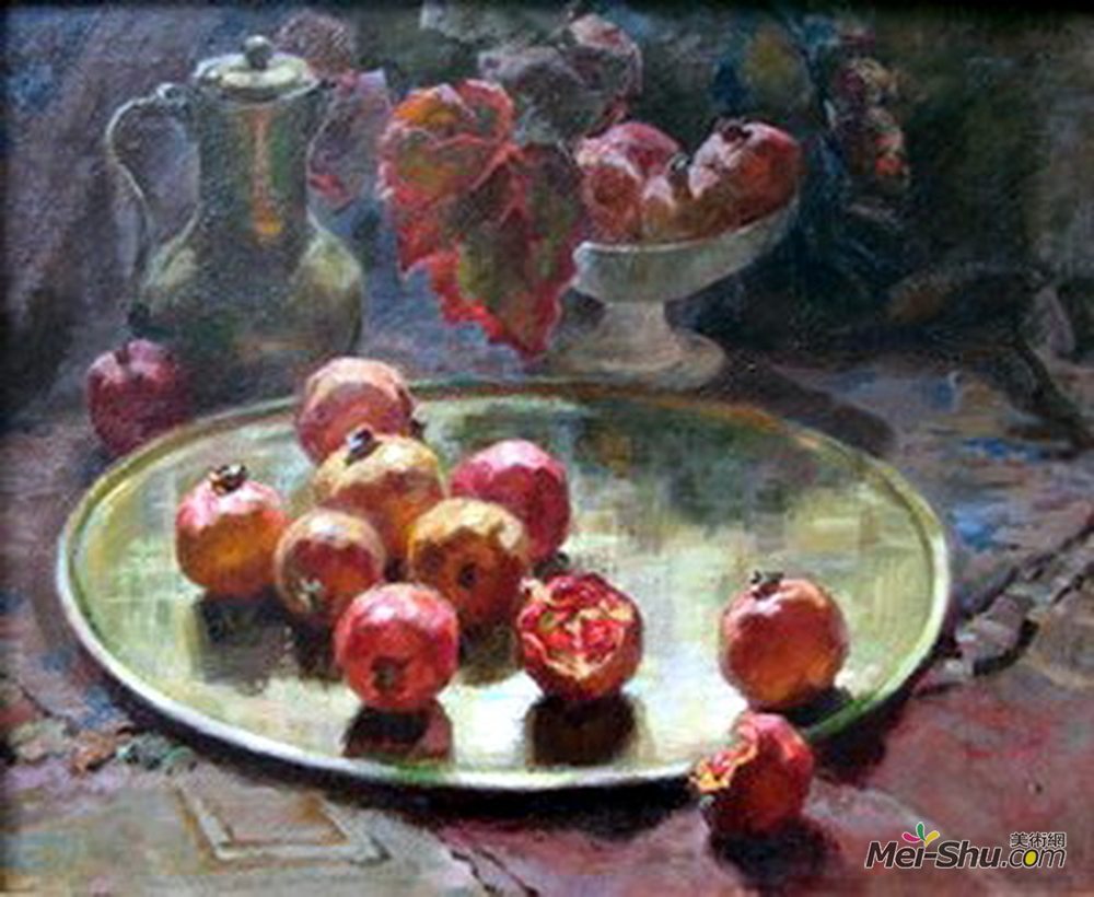 伊利亚·马什科娃(Ilya Mashkov)高清作品《石榴静物》