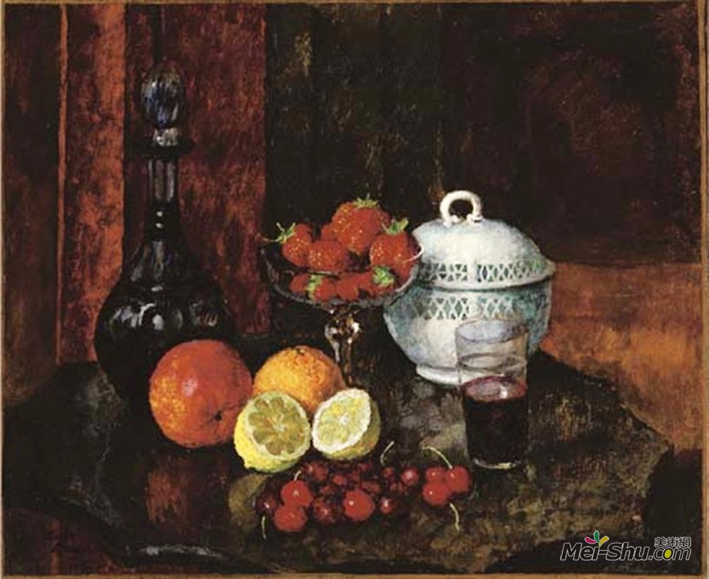 伊利亚·马什科娃(Ilya Mashkov)高清作品《草莓的静物樱桃蓝投手》