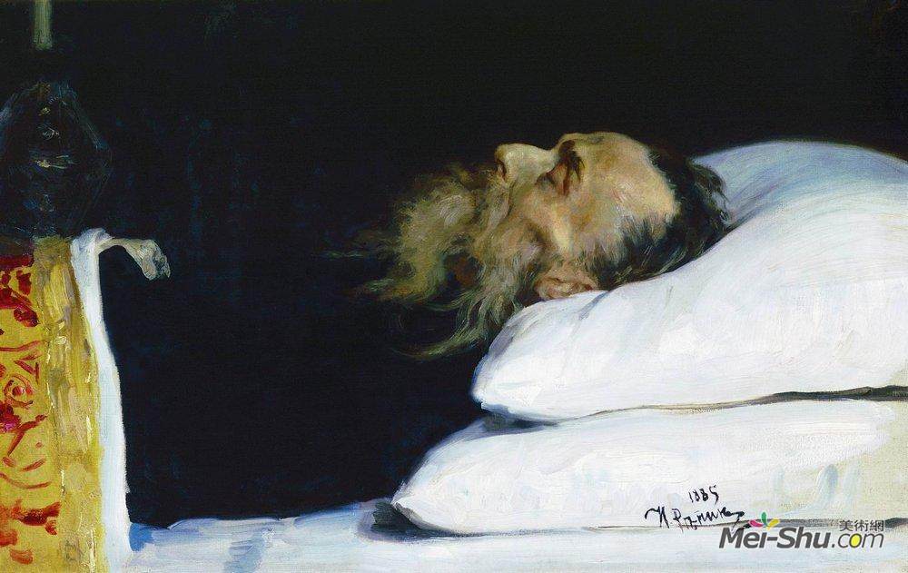 伊利亚·叶菲莫维奇·列宾(Ilya Repin)高清作品《历史学家尼古拉·科斯托马罗夫在棺材里》