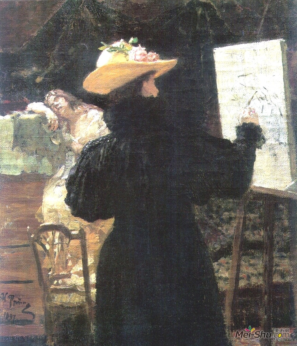 伊利亚·叶菲莫维奇·列宾(Ilya Repin)高清作品《M.K. Tenisheva at work》