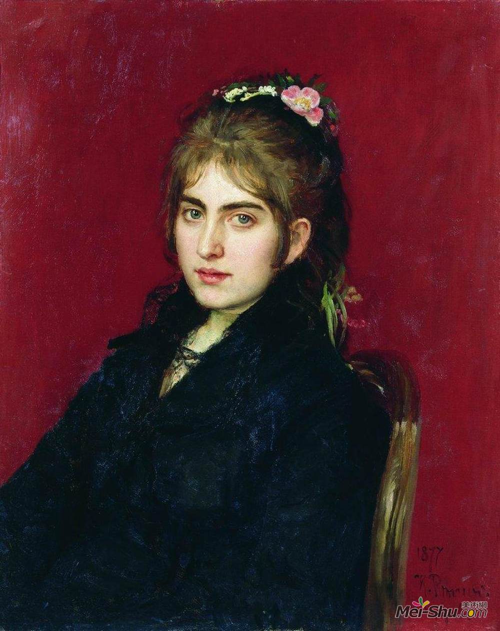 伊利亚·叶菲莫维奇·列宾(Ilya Repin)高清作品《Portrait of Chuguev resident S.L. Lyubitskaya》