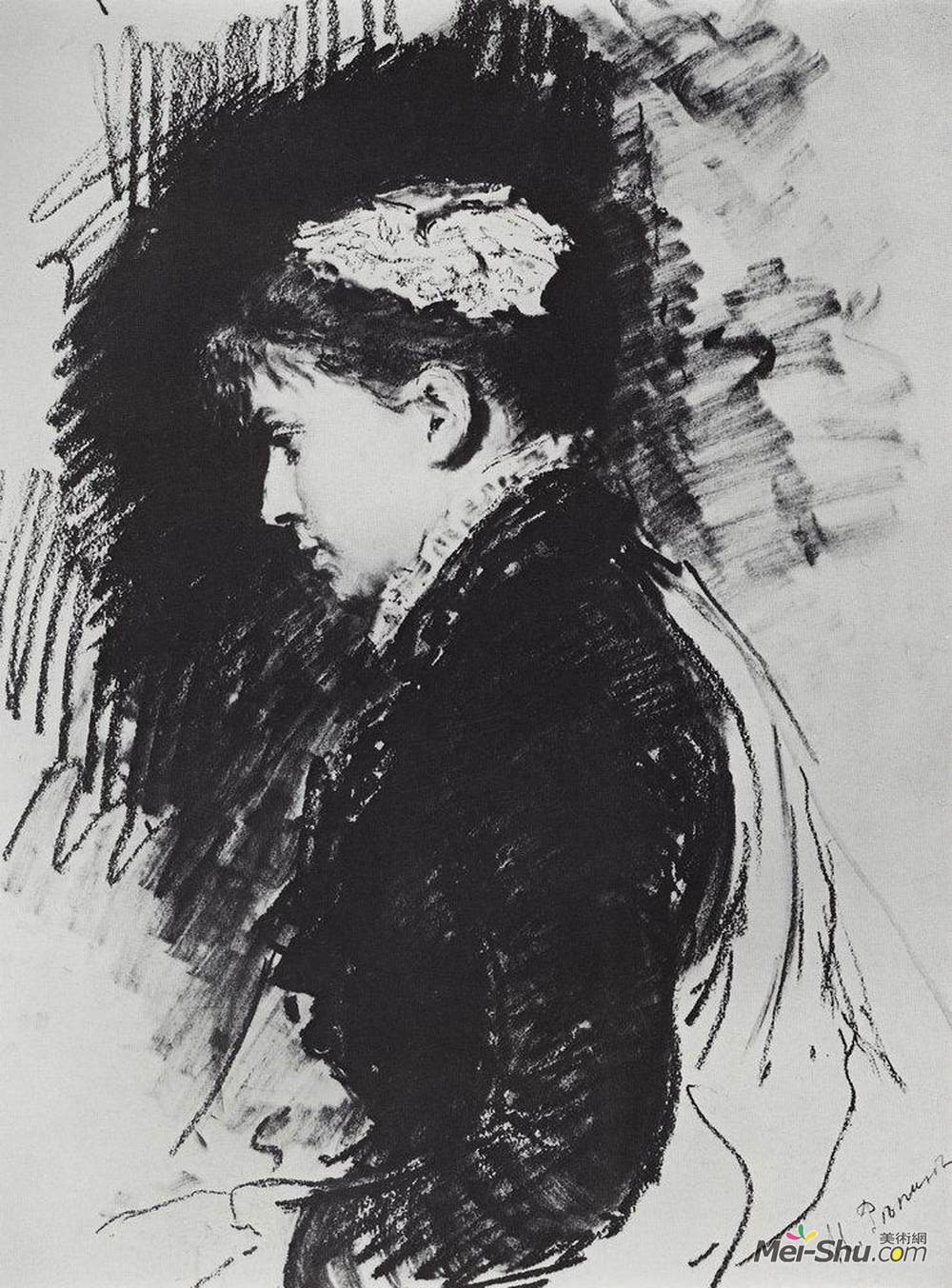 伊利亚·叶菲莫维奇·列宾(Ilya Repin)高清作品《Portrait of E.D. Batasheva》