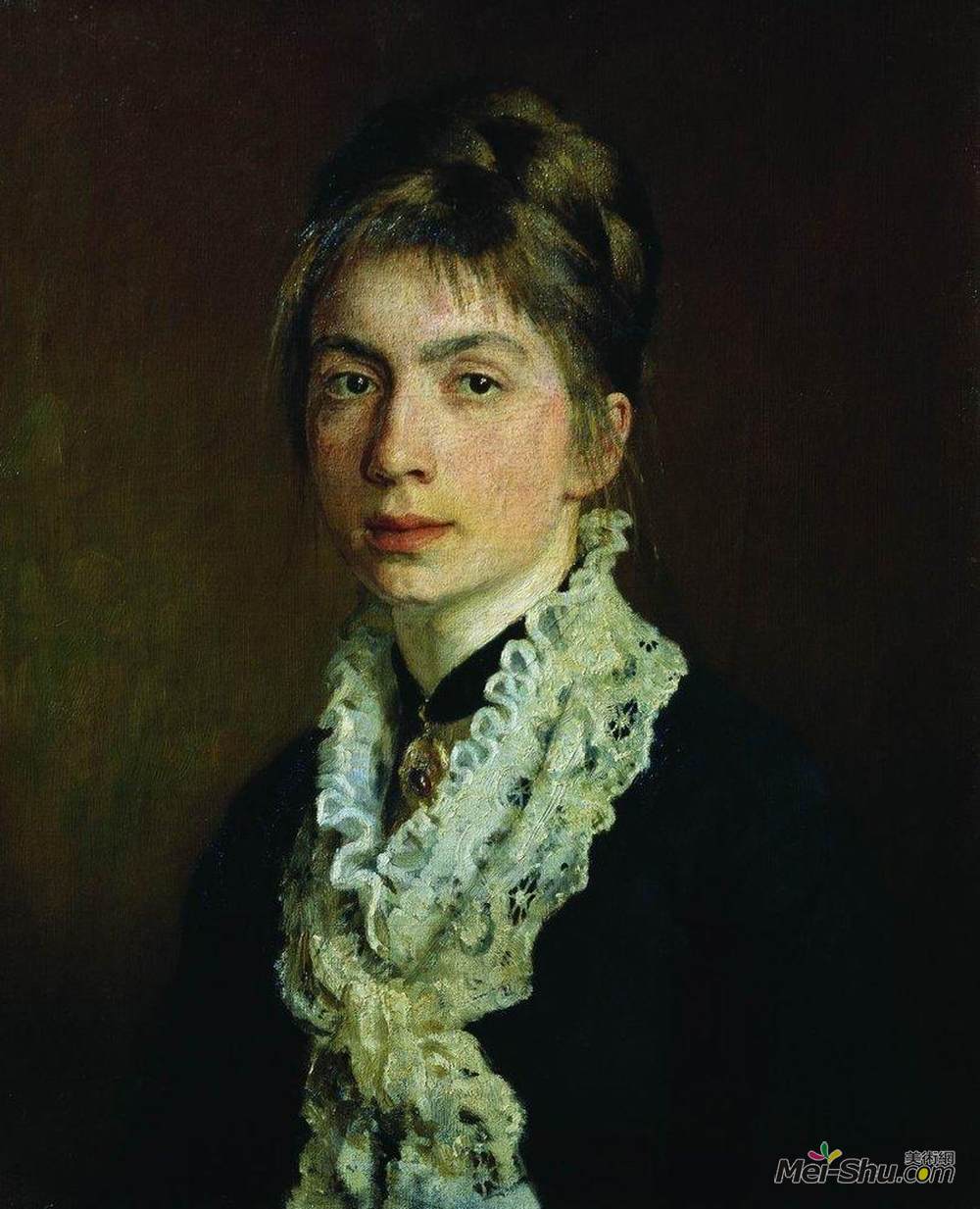 伊利亚·叶菲莫维奇·列宾(Ilya Repin)高清作品《Portrait of M.P. Shevtsova, wife of A. Shevtsov》