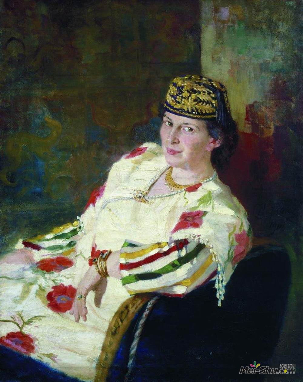 伊利亚·叶菲莫维奇·列宾(Ilya Repin)高清作品《Portrait of Mara Konstantinovna Oliv》