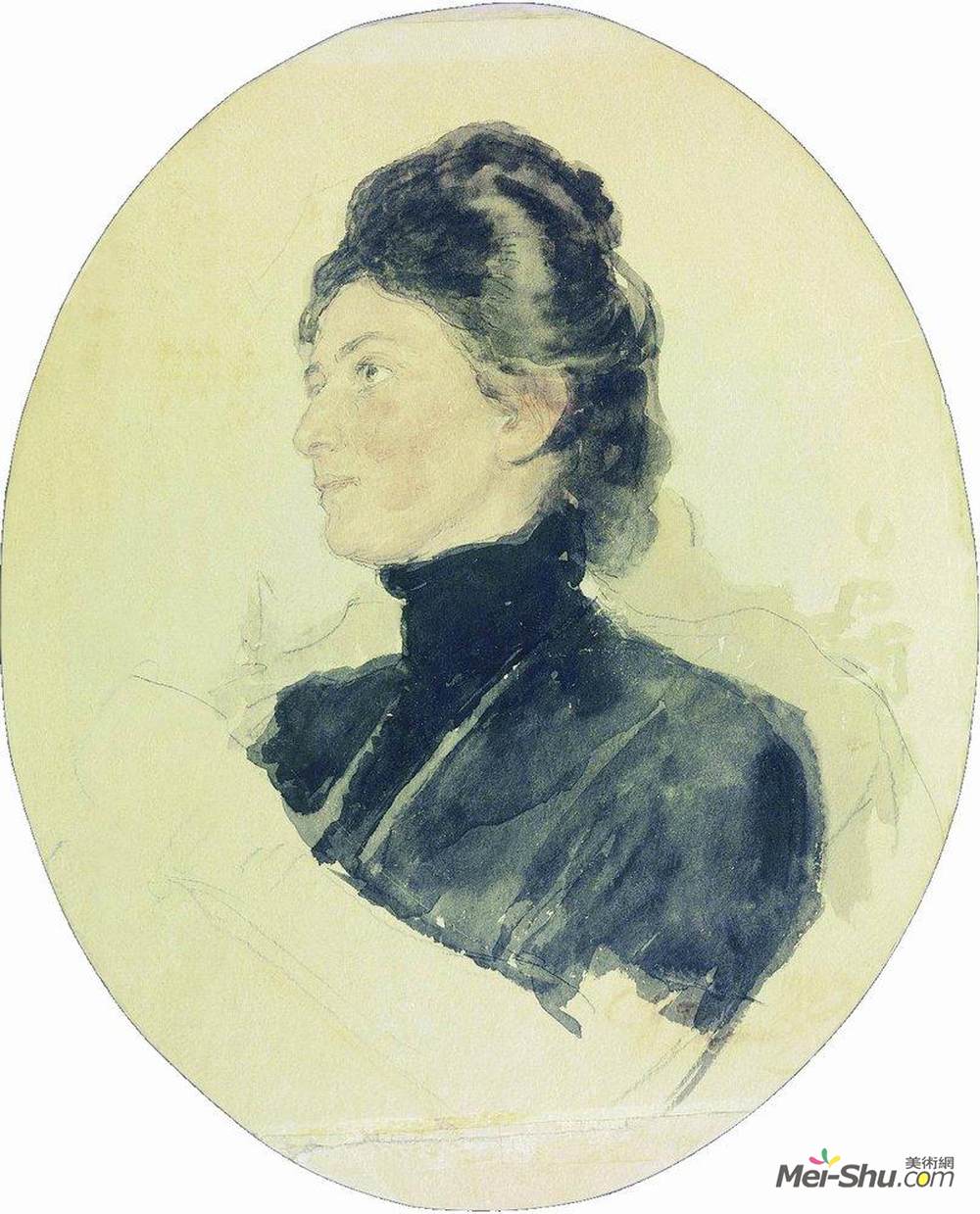 伊利亚·叶菲莫维奇·列宾(Ilya Repin)高清作品《Portrait of Maria Borisovna Chukovskaya》