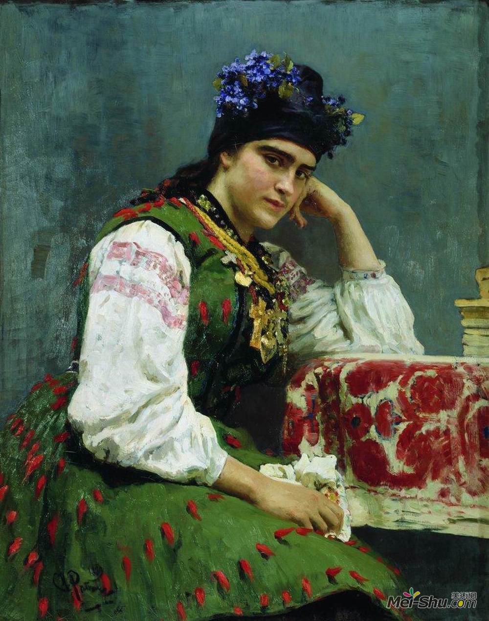 伊利亚·叶菲莫维奇·列宾(Ilya Repin)高清作品《Portrait of Sophia Dragomirova》