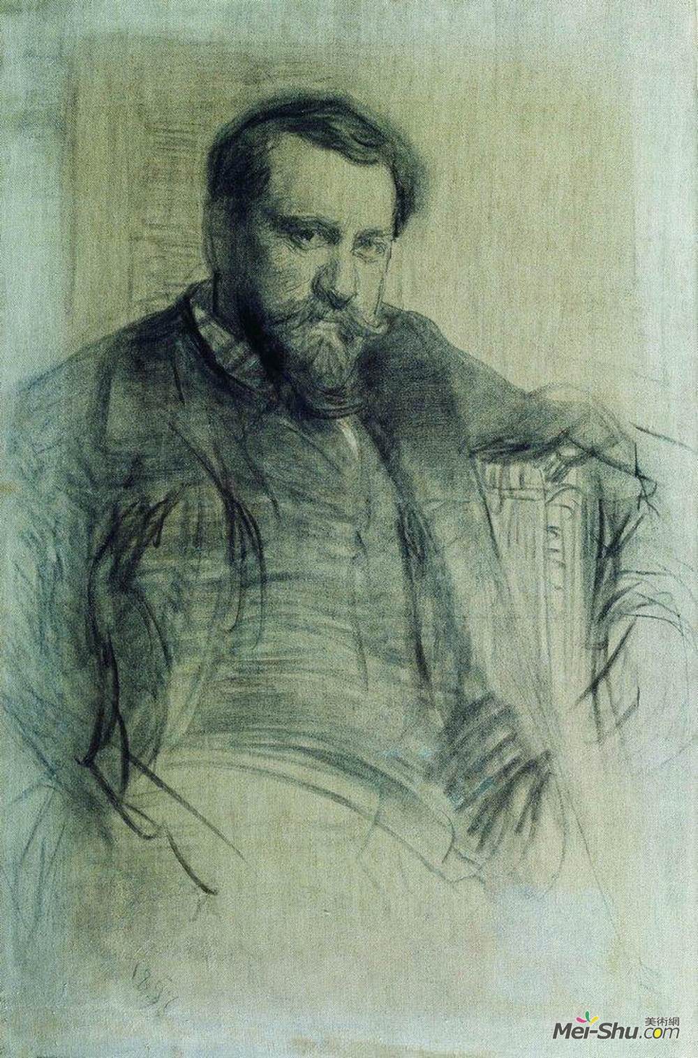 伊利亚·叶菲莫维奇·列宾(Ilya Repin)高清作品《Portrait of the Artist Valentin Serov》
