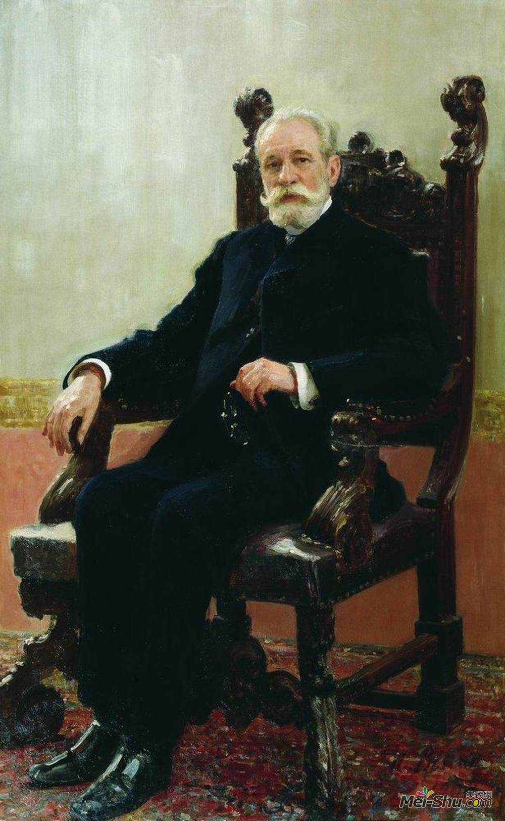 伊利亚·叶菲莫维奇·列宾(Ilya Repin)高清作品《阿佐夫商业银行董事长肖像》