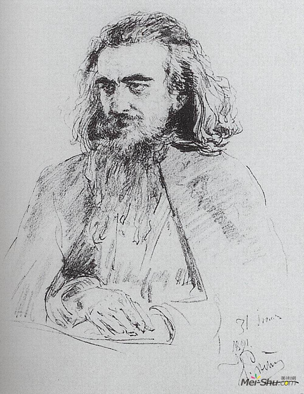 伊利亚·叶菲莫维奇·列宾(Ilya Repin)高清作品《Portrait of Vladimir Sergeyevich Solovyov》