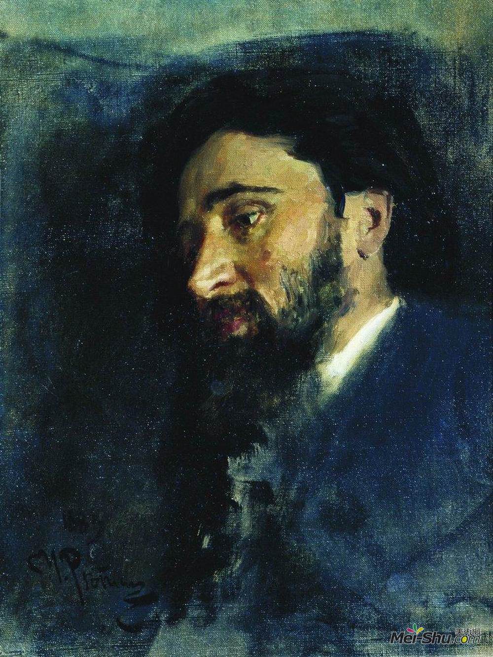 伊利亚·叶菲莫维奇·列宾(Ilya Repin)高清作品《作家Vsevolod Mikhailovich Garshin的肖像。研究。》