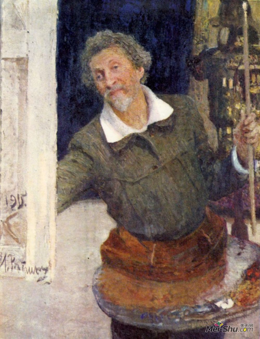 伊利亚·叶菲莫维奇·列宾(Ilya Repin)高清作品《工作中的自画像》