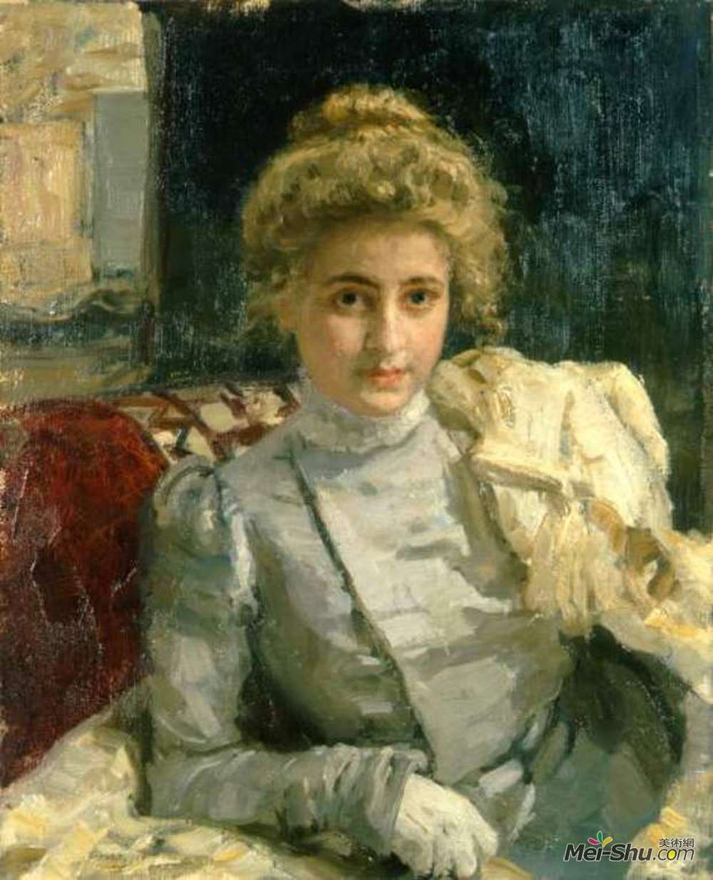 伊利亚·叶菲莫维奇·列宾(Ilya Repin)高清作品《金发女郎（特瓦苏霍娃肖像）》