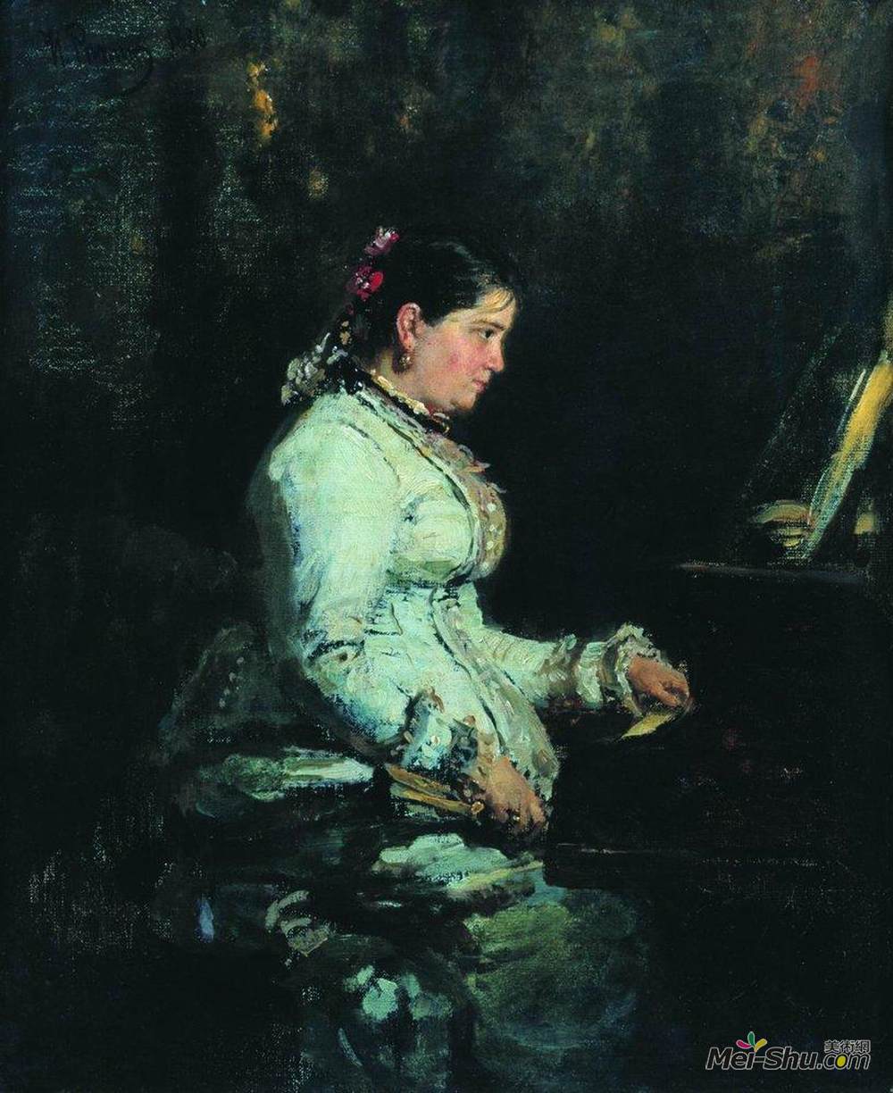 伊利亚·叶菲莫维奇·列宾(Ilya Repin)高清作品《The piano. Portrait of S.V. Tarnovskaya》