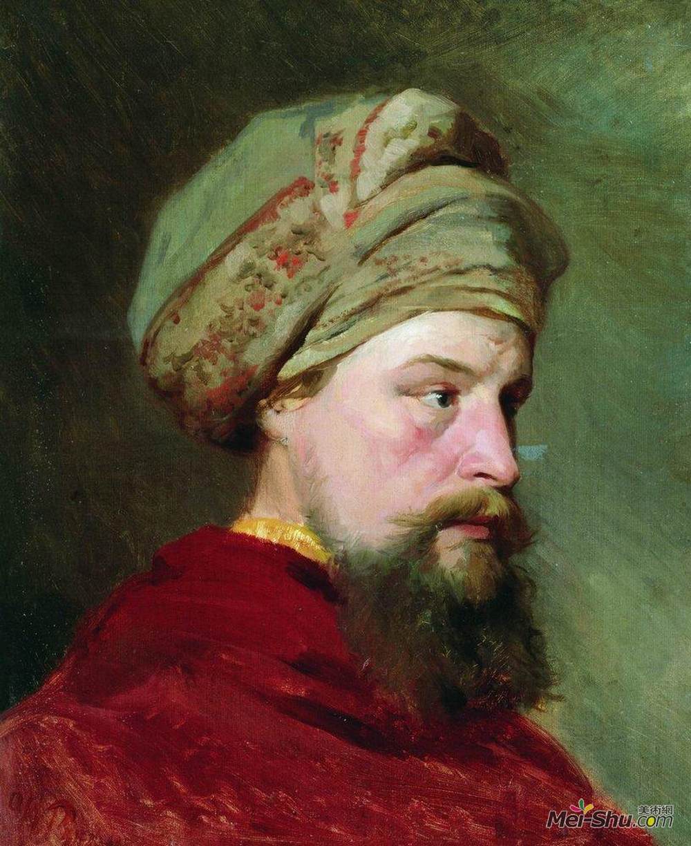 伊利亚·叶菲莫维奇·列宾(Ilya Repin)高清作品《看守人的头。十九世纪的后半部分》