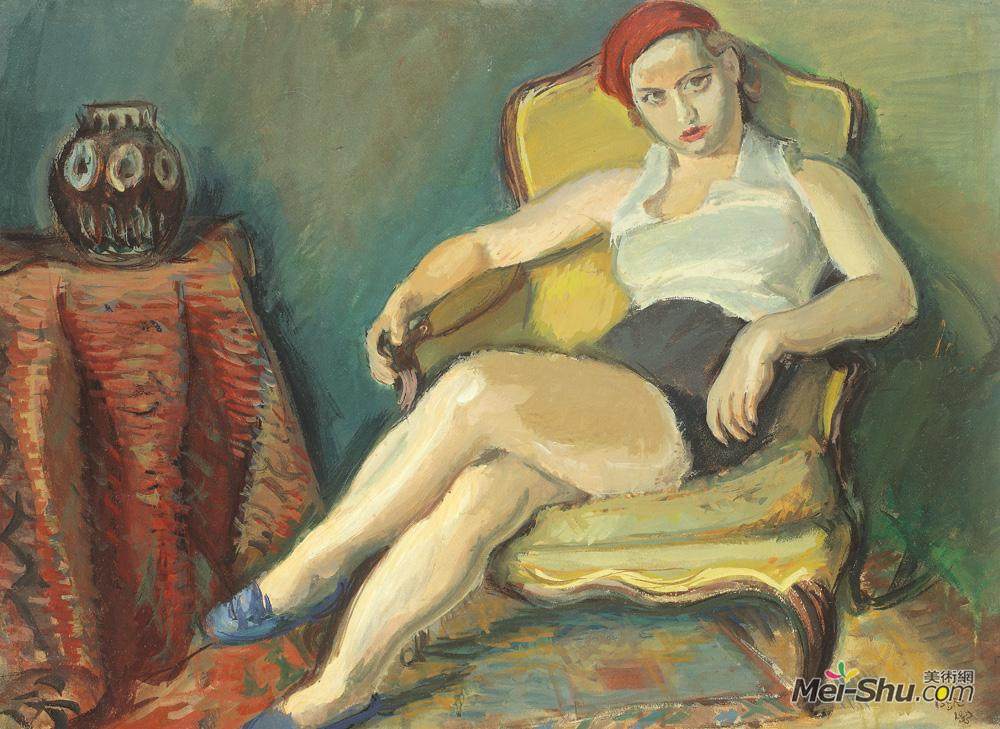 伊西夫伊塞(Iosif Iser)高清作品《坐黄椅子的女人》