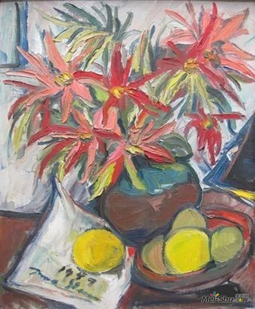 伊尔玛·斯特恩(Irma Stern)高清作品《静物与利莱斯》