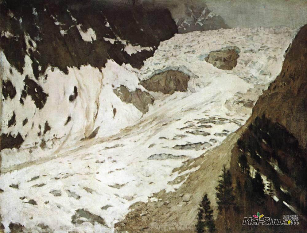 列维坦(Isaac Levitan)高清作品《阿尔卑斯山脉。雪》