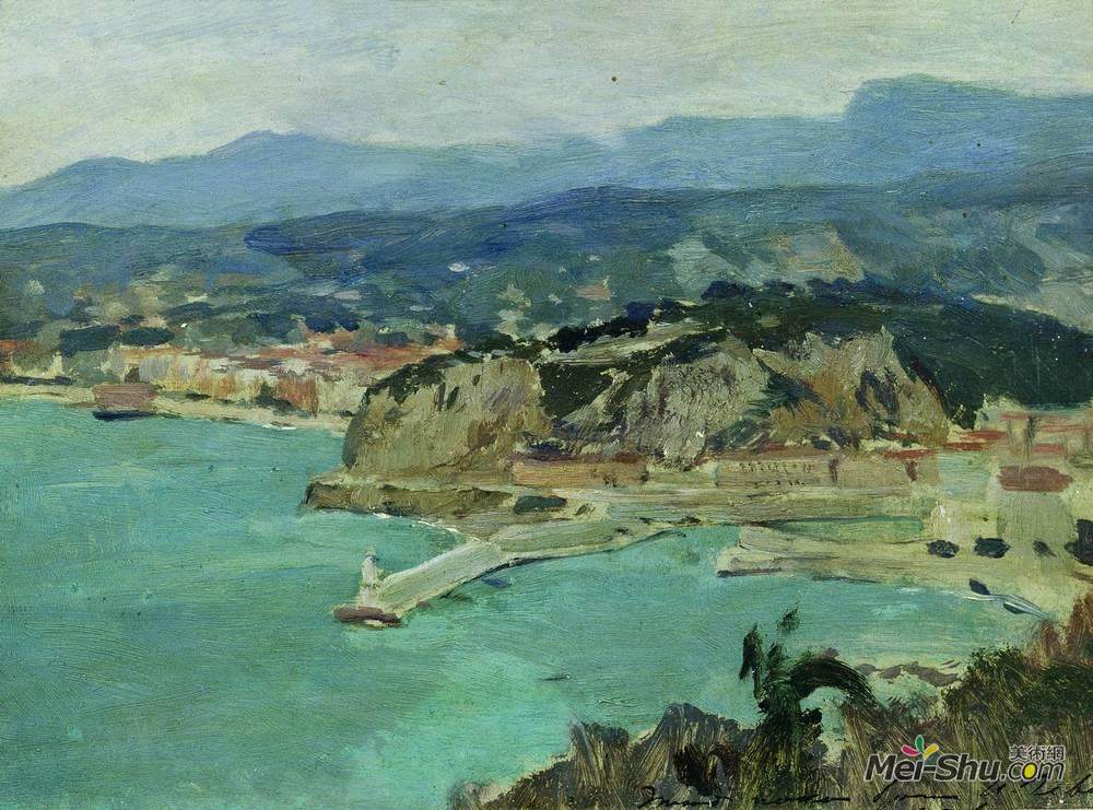 列维坦(Isaac Levitan)高清作品《在科莫湖。意大利。》