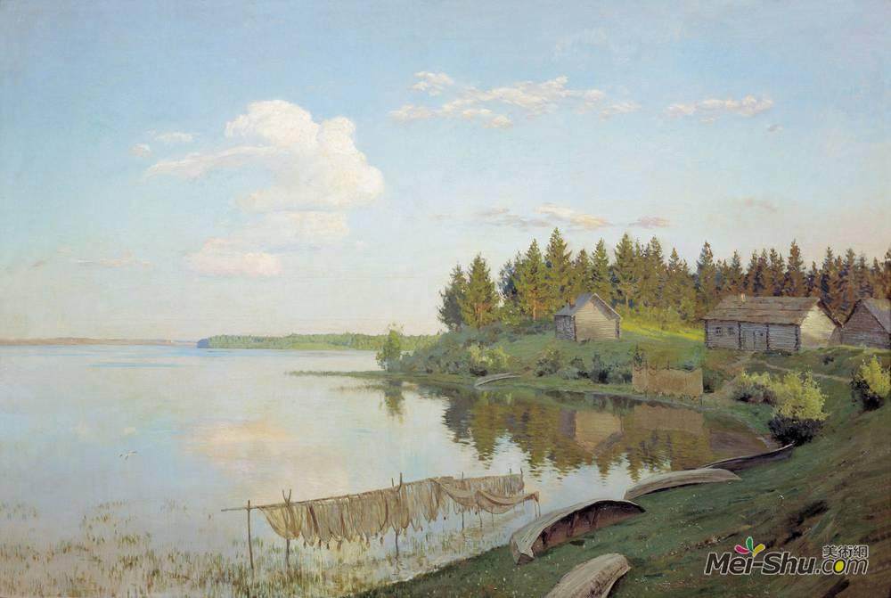 列维坦(Isaac Levitan)高清作品《在湖边（特维尔地区）》