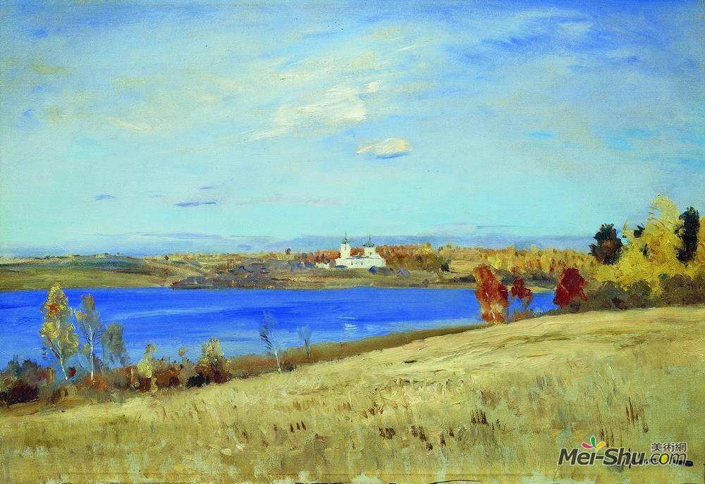 列维坦(Isaac Levitan)高清作品《秋天。河流。》