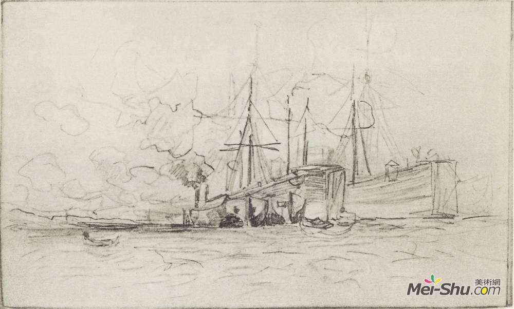 列维坦(Isaac Levitan)高清作品《驳船》