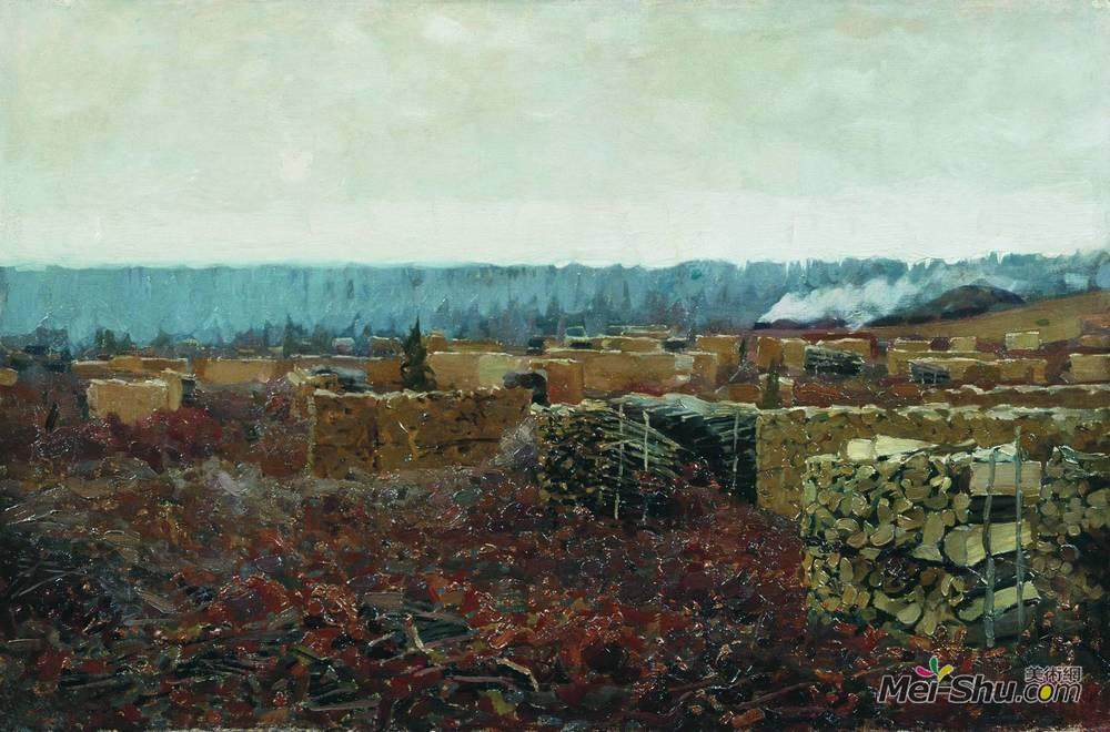 列维坦(Isaac Levitan)高清作品《伐木》