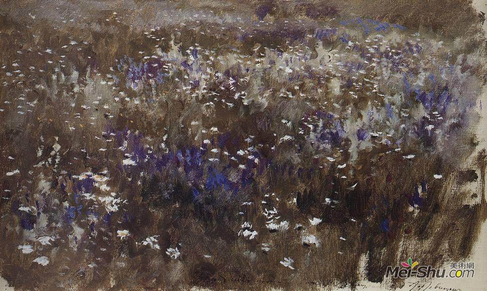 列维坦(Isaac Levitan)高清作品《花草甸》