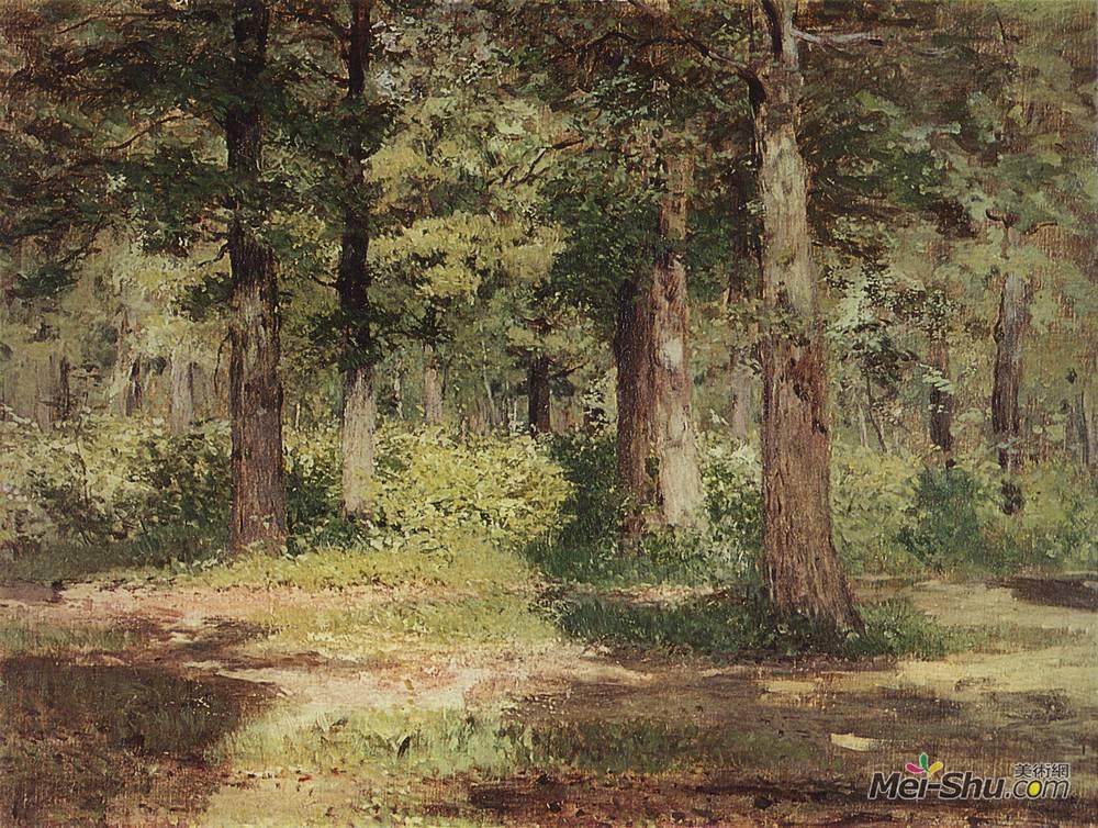列维坦(Isaac Levitan)高清作品《森林。阳光明媚的一天。》