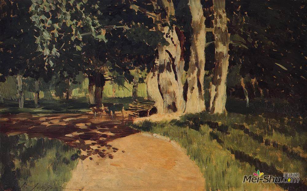 列维坦(Isaac Levitan)高清作品《在公园里》