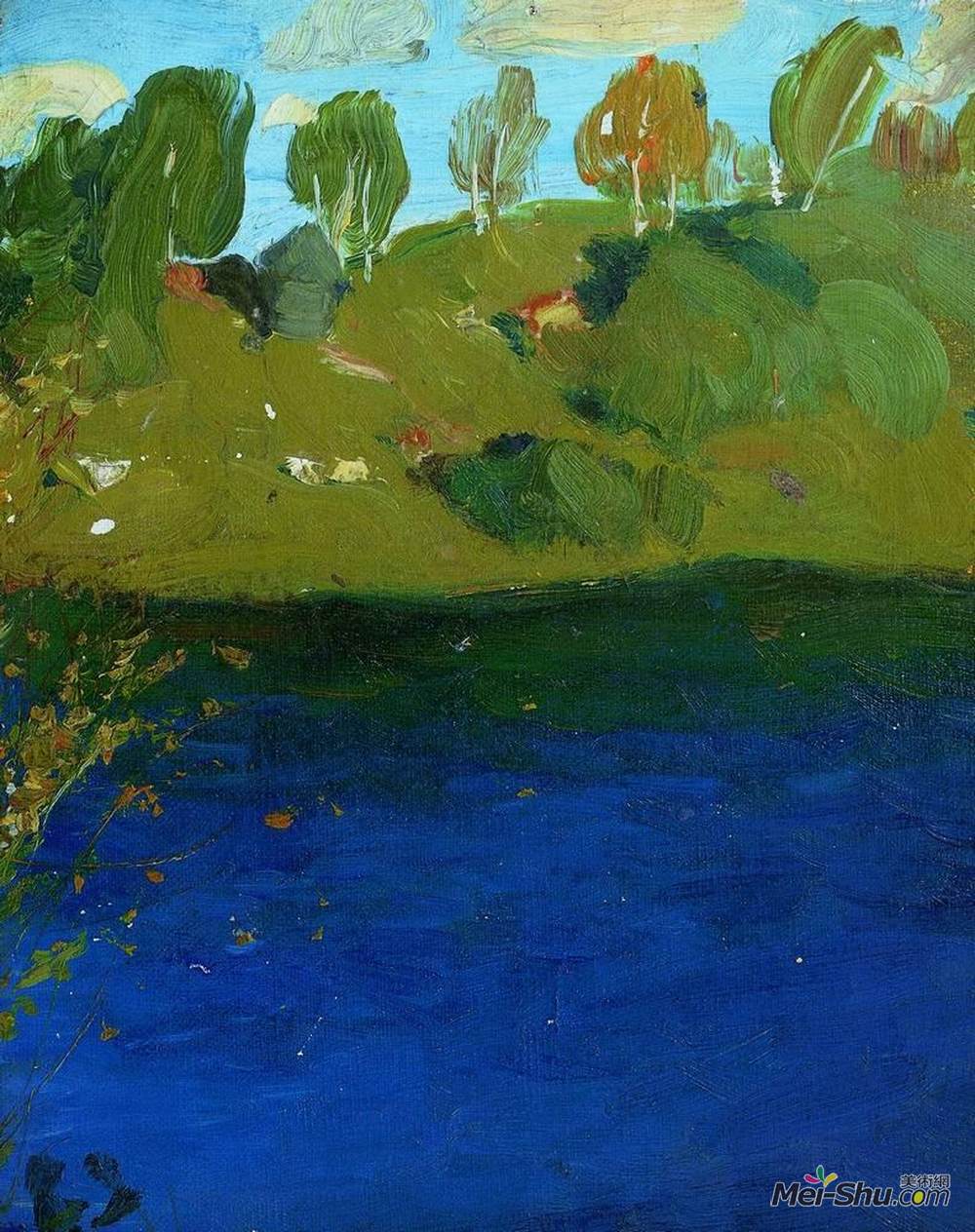 列维坦(Isaac Levitan)高清作品《湖心岛。秋天。》
