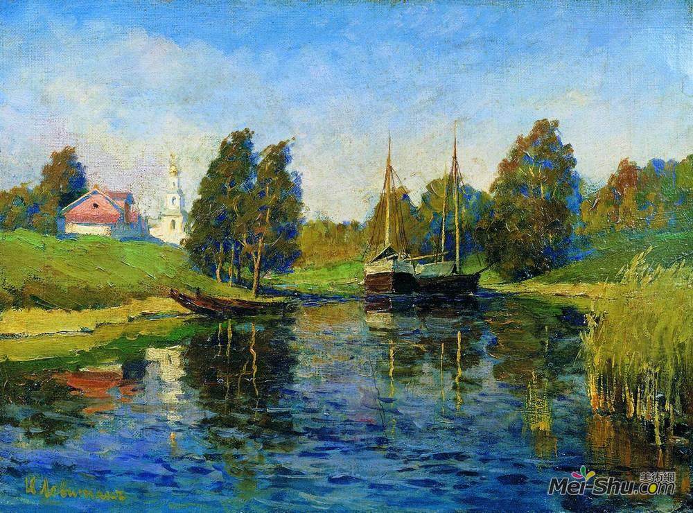 列维坦(Isaac Levitan)高清作品《湖心岛。秋天。》