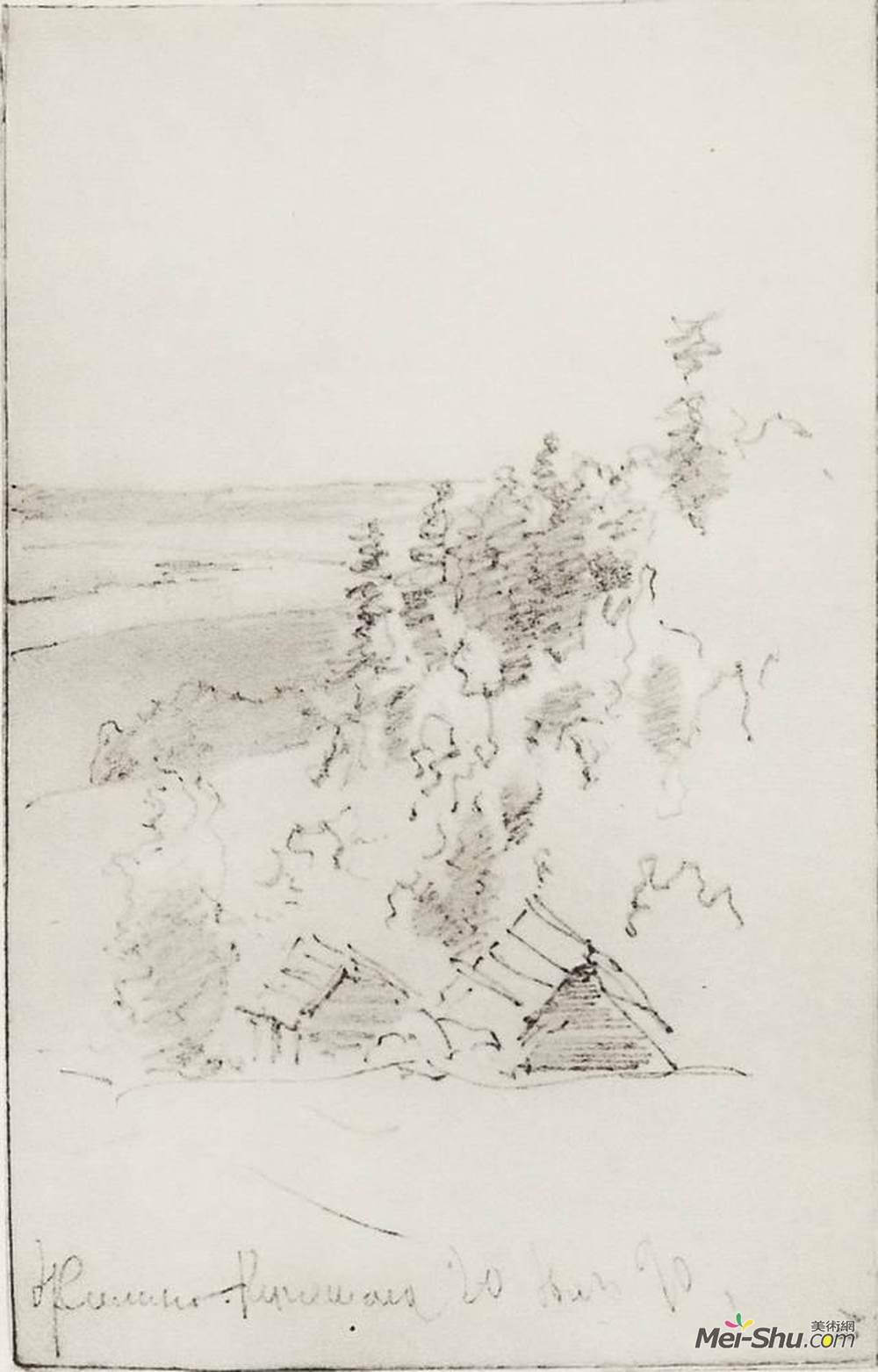 列维坦(Isaac Levitan)高清作品《Landscape at Volga. Zhilino near Kineshma.》