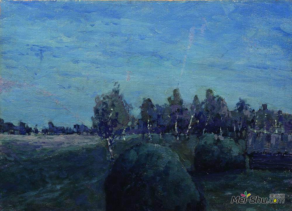 列维坦(Isaac Levitan)高清作品《月色景观》