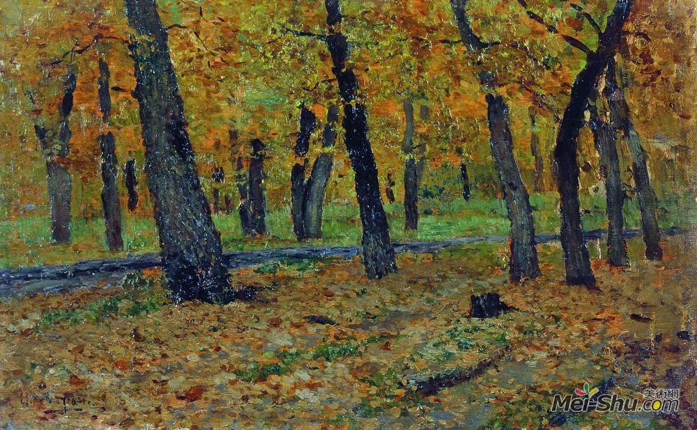 列维坦(Isaac Levitan)高清作品《橡树林。秋天。》