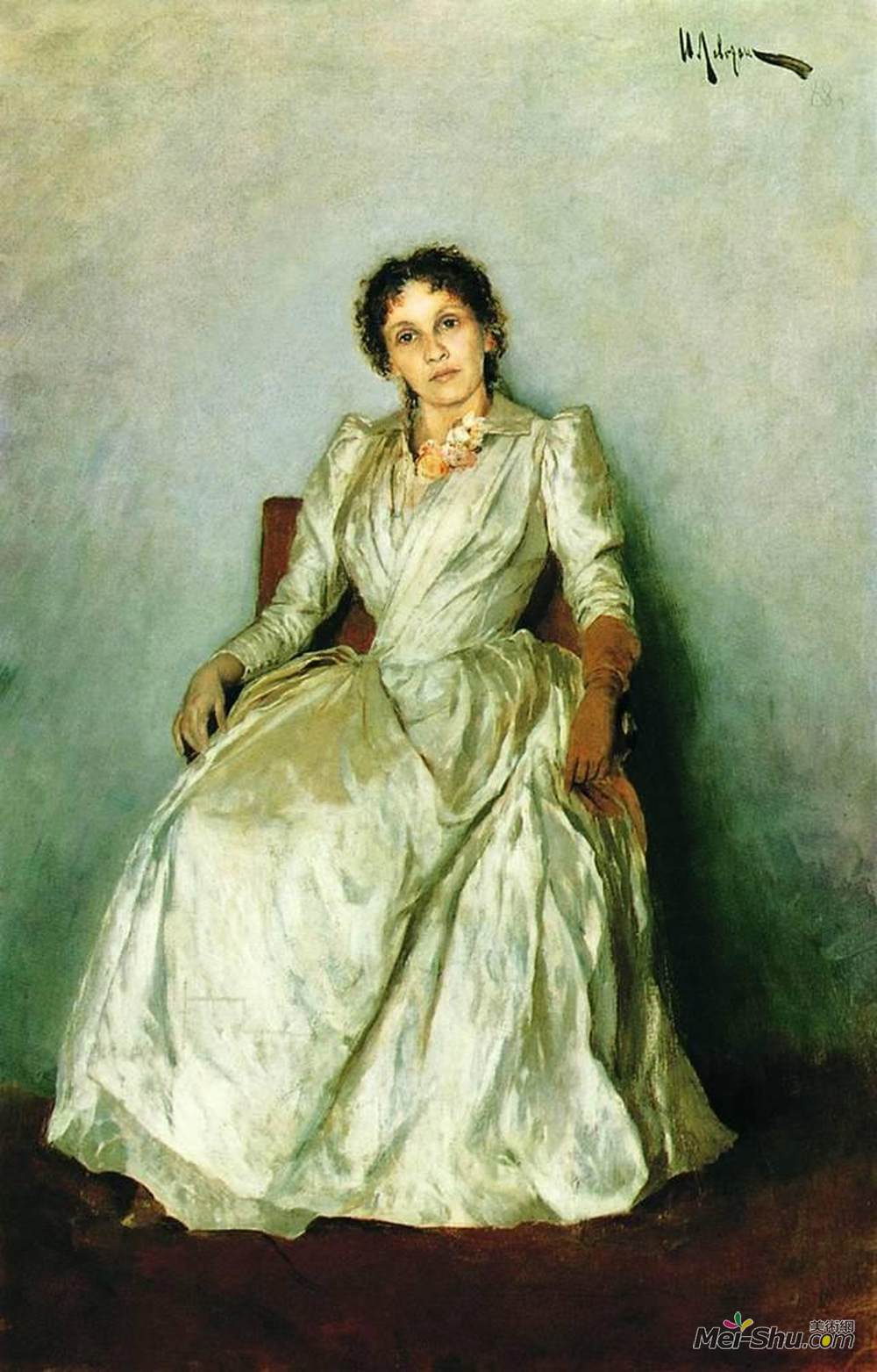 列维坦(Isaac Levitan)高清作品《Portrait of Sofia Petrovna Kuvshinnikov》