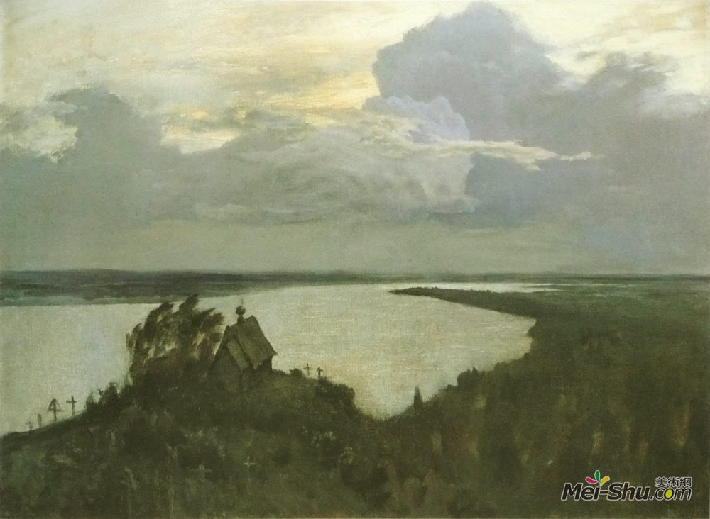 列维坦(Isaac Levitan)高清作品《Study to "Above the eternal tranquility"》