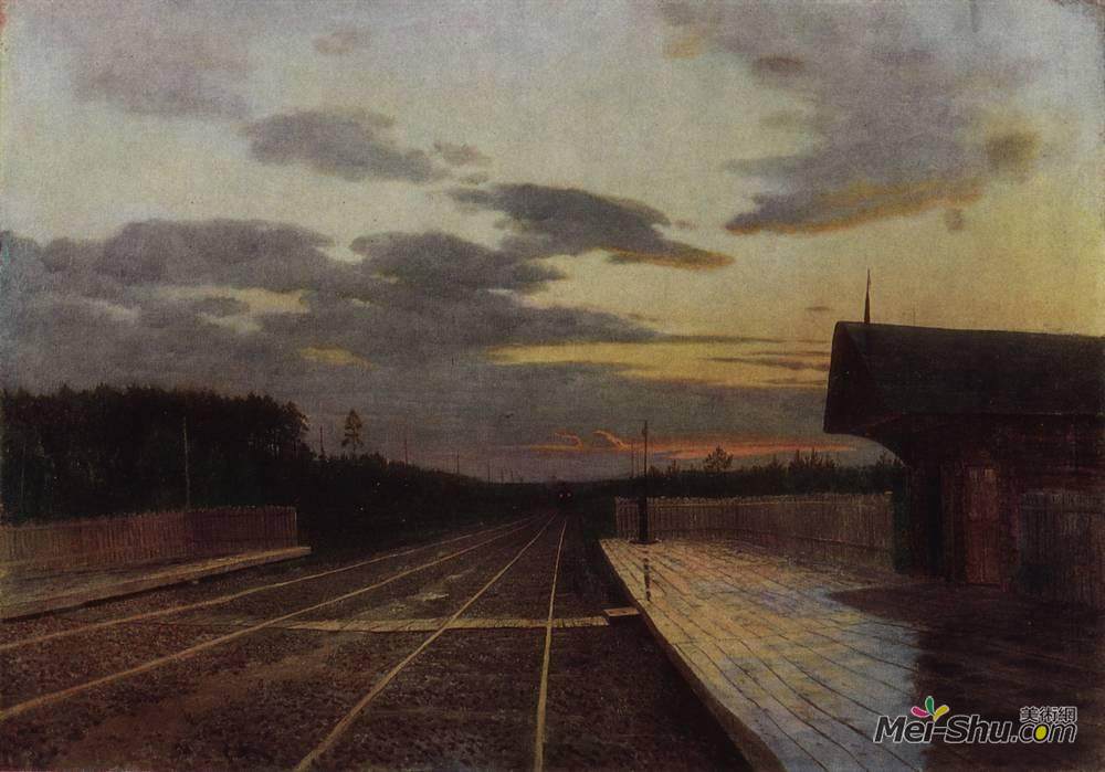 列维坦(Isaac Levitan)高清作品《在傍晚的雨》