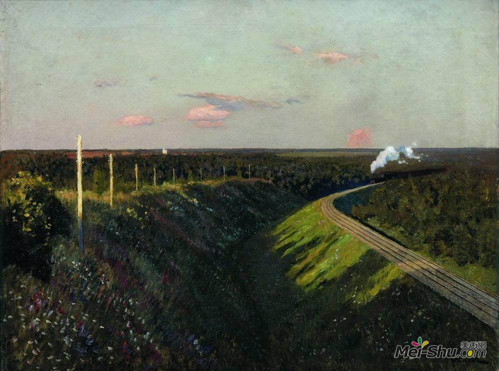 列维坦(Isaac Levitan)高清作品《在路上训练》