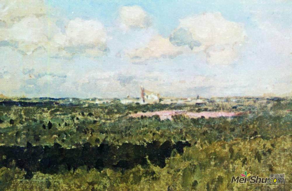 列维坦(Isaac Levitan)高清作品《View of Novodevichy monastery》