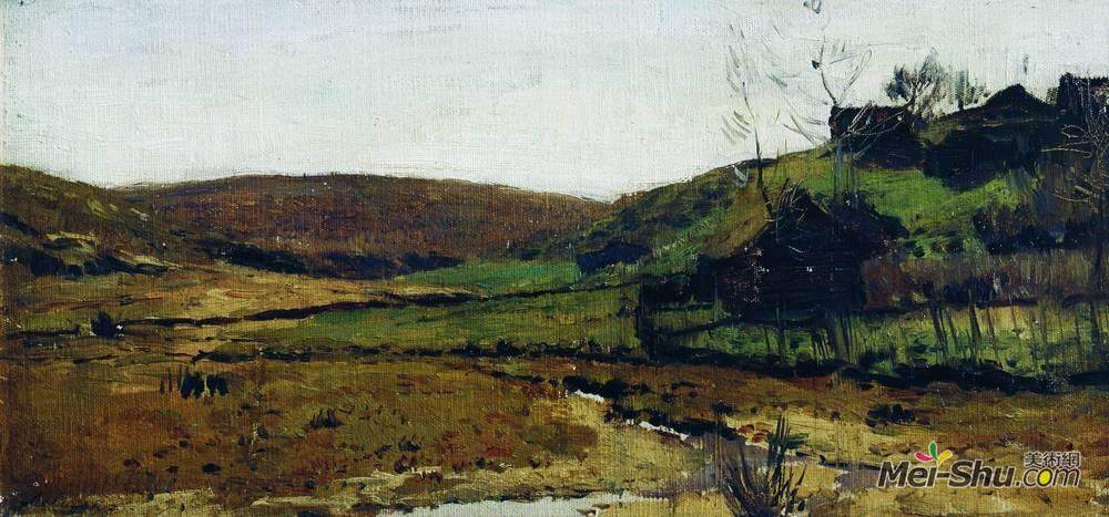 列维坦(Isaac Levitan)高清作品《热河村》