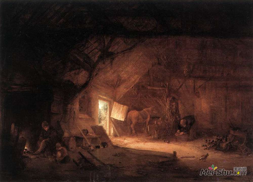 伊萨克·范·奥斯塔德(Isaac van Ostade)高清作品《农家室内》