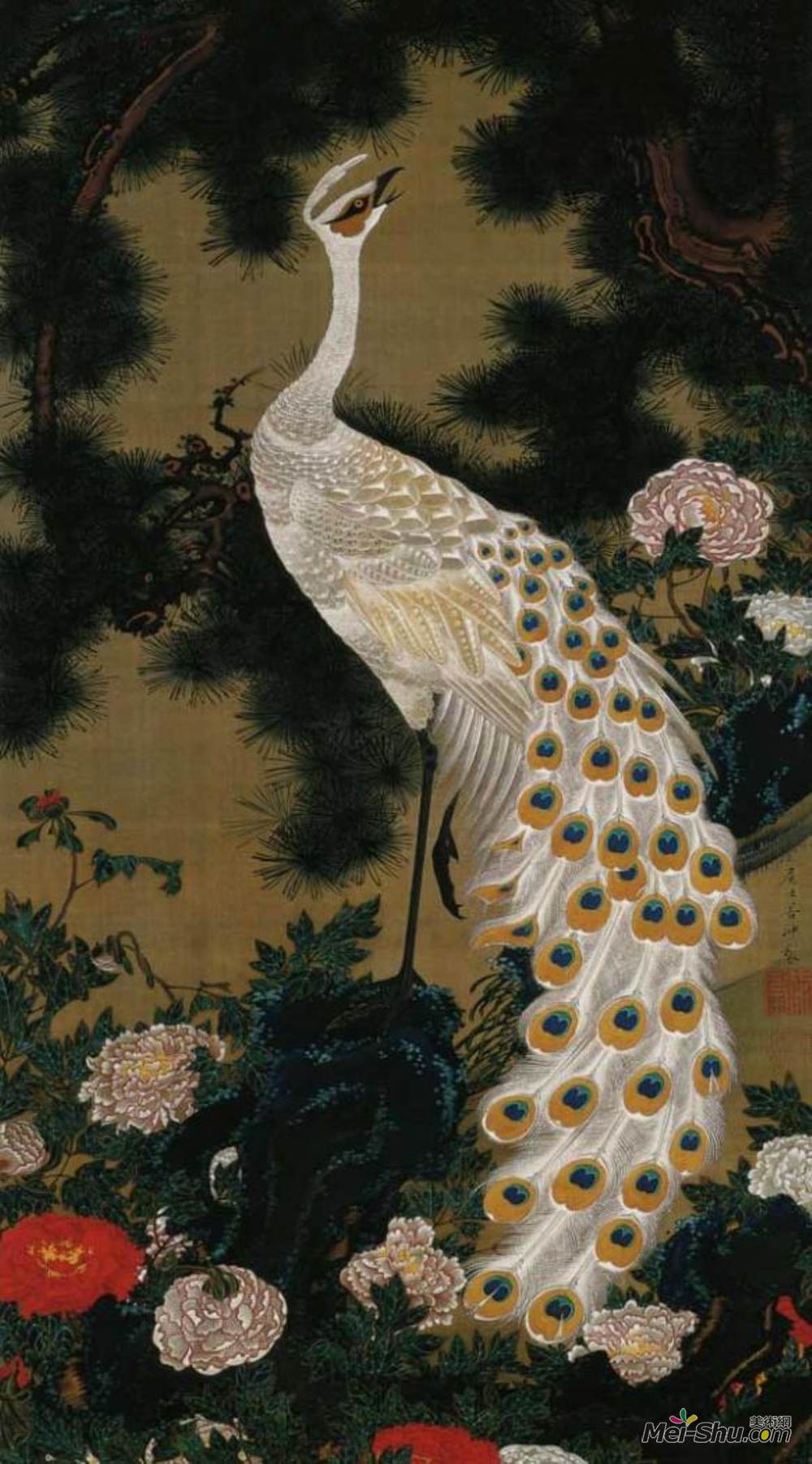 伊藤若冲(Ito Jakuchu)高清作品《老松树与孔雀》