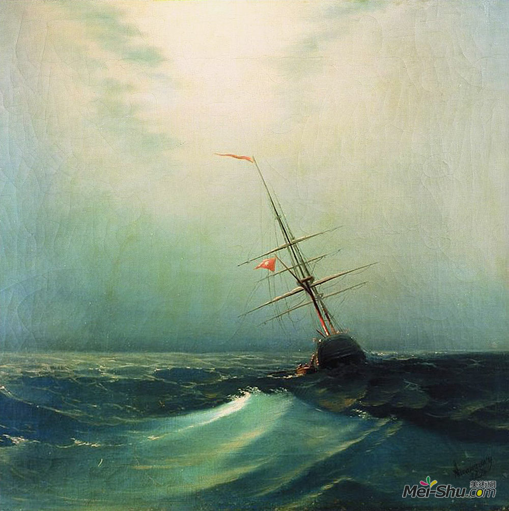 艾伊瓦佐夫斯基(Ivan Aivazovsky)高清作品《在晚上。蓝波》
