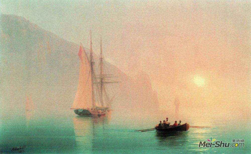 艾伊瓦佐夫斯基(Ivan Aivazovsky)高清作品《Ayu-Dag on a foggy day》