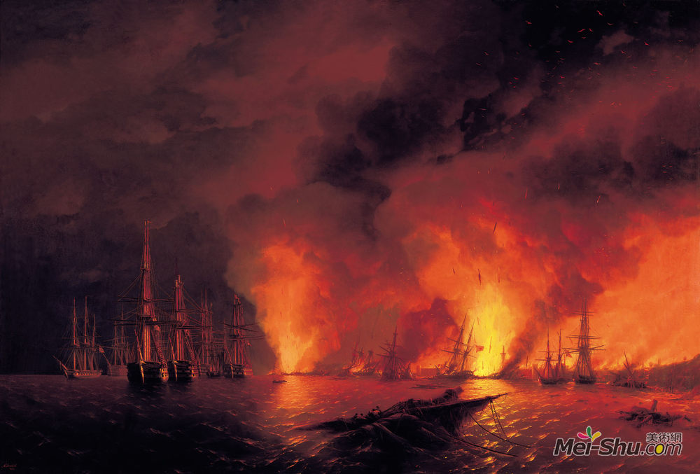 艾伊瓦佐夫斯基(Ivan Aivazovsky)高清作品《西诺战役》