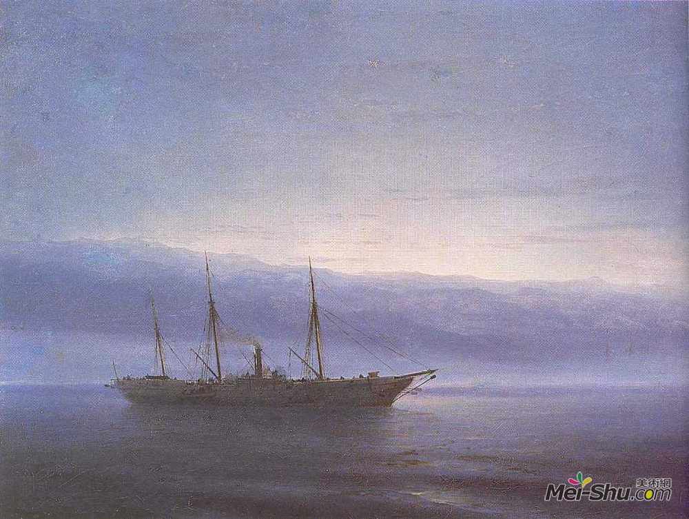 艾伊瓦佐夫斯基(Ivan Aivazovsky)高清作品《战斗前。船。君士坦丁堡》