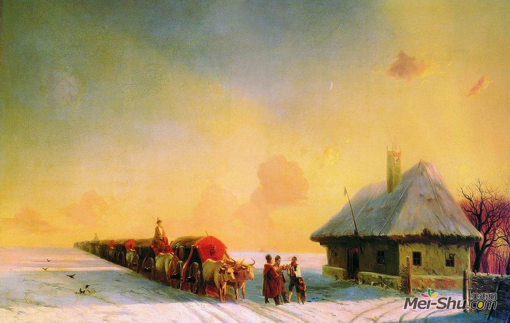 艾伊瓦佐夫斯基(Ivan Aivazovsky)高清作品《Chumaks in Little Russia》